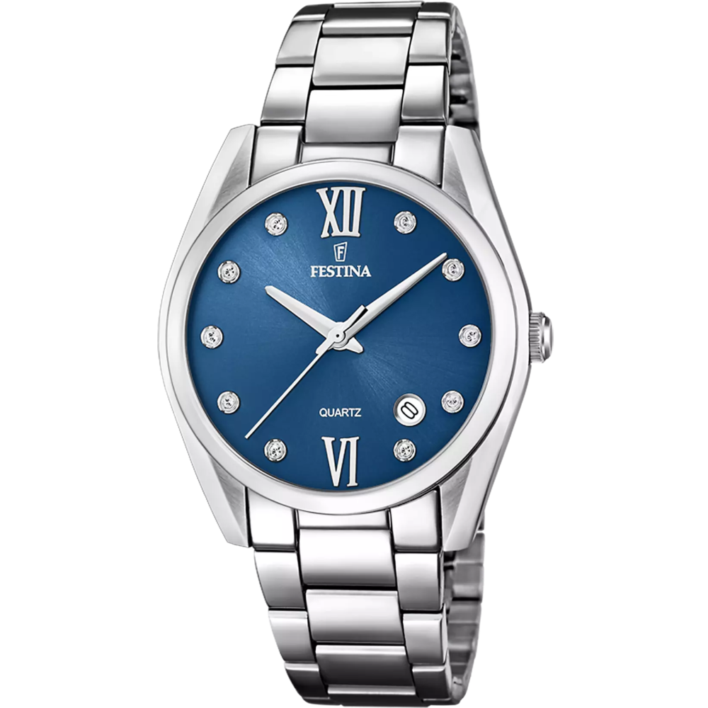 Montre femme Festina boyfriend en acier cadran bleu 16790/C