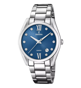 Montre femme Festina boyfriend en acier cadran bleu 16790/C