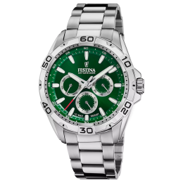 Montre homme Festina multifonctions en acier cadran vert 20623/3