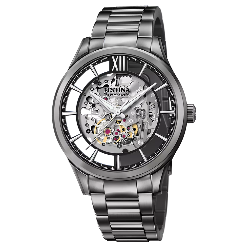 Montre homme Festina Automatique en acier PVD noir cadran squelette 20632/1