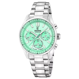 Montre femme Festina boyfriend chronographe en acier cadran vert 20753/1