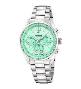 Montre femme Festina boyfriend chronographe en acier cadran vert 20753/1
