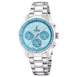 Montre femme Festina boyfriend chronographe en acier cadran bleu 20753/2