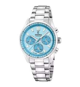 Montre femme Festina boyfriend chronographe en acier cadran bleu 20753/2