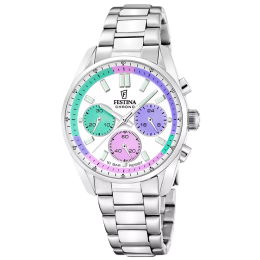 Montre femme Festina boyfriend chronographe en acier cadran multicolore 20753/5
