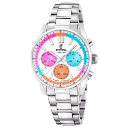 Montre femme Festina boyfriend chronographe en acier cadran multicolore 20753/7