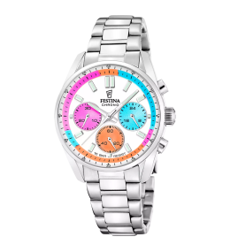 Montre femme Festina boyfriend chronographe en acier cadran multicolore 20753/7