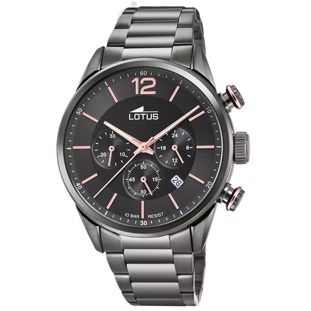 Montre homme LOTUS, chronographe, acier PVD noir 18686/2
