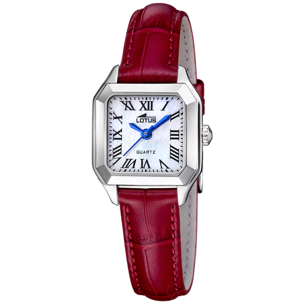Montre femme LOTUS, Old money rouge, acier et cuir 19035/2