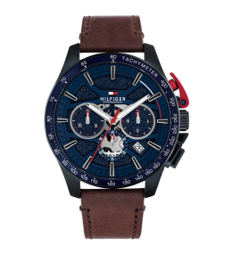 Montre Homme Tommy Hilfiger - Collection Bank - acier et cuir Réf 1792268
