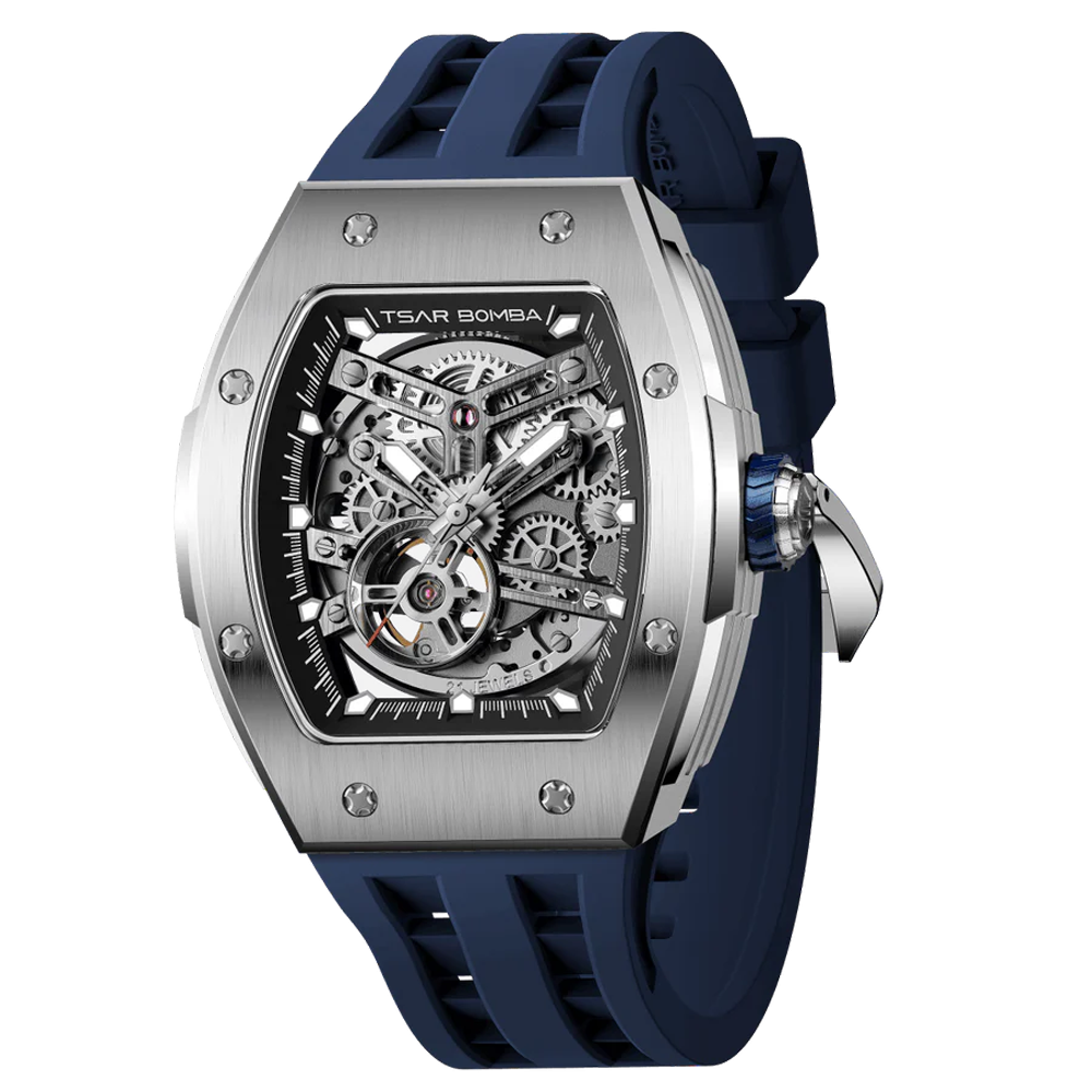 Montre homme Tsar Bomba Elemental collection, Automatique, acier et silicone bleu TB8228A01