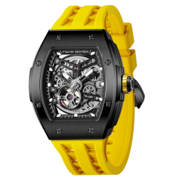 Montre homme Tsar Bomba Elemental collection, Automatique, acier PVD noir et silicone jaune TB8228A05