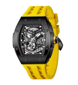 Montre homme Tsar Bomba Elemental collection, Automatique, acier PVD noir et silicone jaune TB8228A05