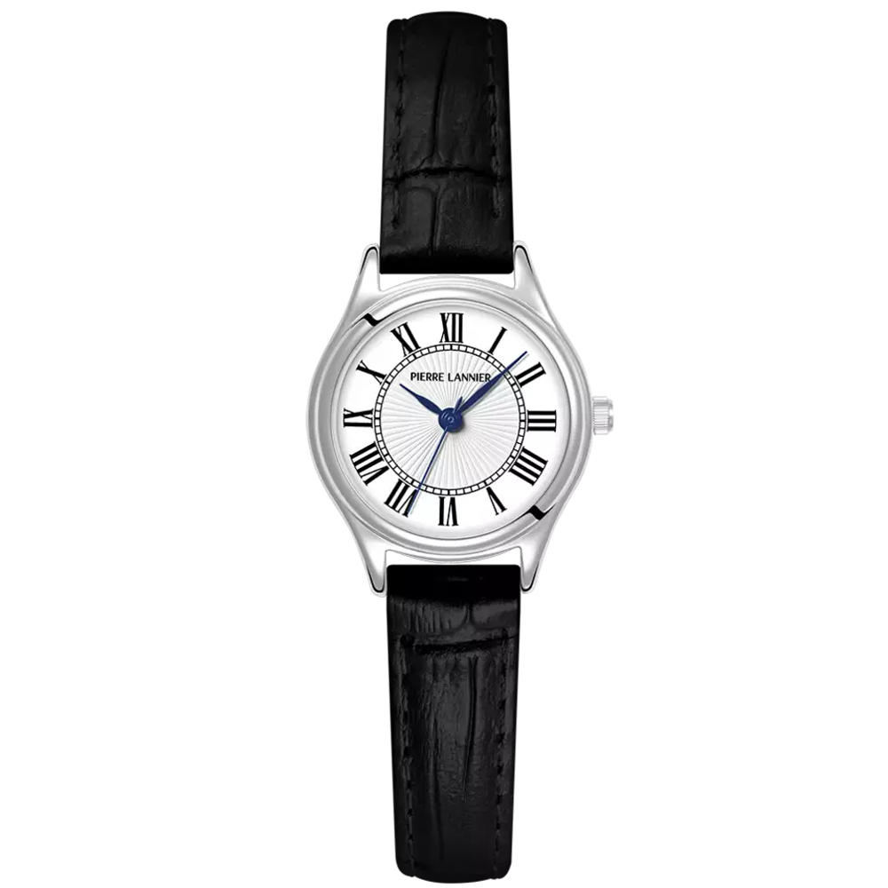 Montre Femme Pierre Lannier Pya, acier et cuir noir 020L603