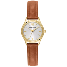 Montre Femme Pierre Lannier Pya, acier PVD jaune et cuir brun 021K524