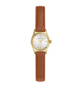 Montre Femme Pierre Lannier Pya, acier PVD jaune et cuir brun 091M524