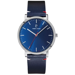 Montre Homme Pierre Lannier ESSENTIAL, acier et cuir bleu 217G166