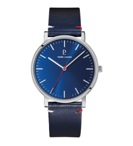 Montre Homme Pierre Lannier ESSENTIAL, acier et cuir bleu 217G166