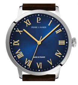 Montre Homme Pierre Lannier Interval 255G104 - Cuir Marron & Bleu