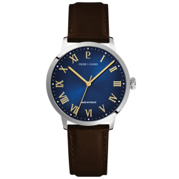Montre Homme Pierre Lannier INTERVAL, acier et cuir marron 255G104
