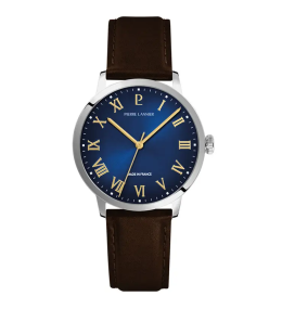 Montre Homme Pierre Lannier INTERVAL, acier et cuir marron 255G104
