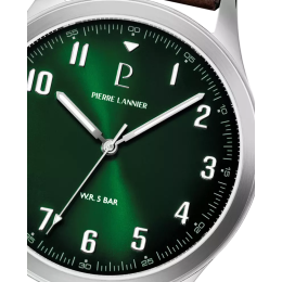 Montre Homme Pierre Lannier Aviateur 260G174 - Vert & Cuir Brun