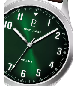 Montre Homme Pierre Lannier Aviateur 260G174 - Vert & Cuir Brun