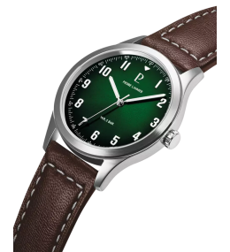 Montre Homme Pierre Lannier Aviateur 260G174 - Vert & Cuir Brun