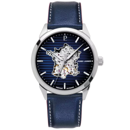 Homme Pierre Lannier MONARCK, Automatique en acier et cuir bleu avec cadran bleu 316F166