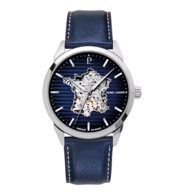 Homme Pierre Lannier MONARCK, Automatique en acier et cuir bleu avec cadran bleu 316F166