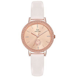 Montre Femme GO Analogique Aiguilles, cuir nude et cadran doré rose 699653