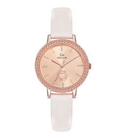 Montre Femme GO Analogique Aiguilles, cuir nude et cadran doré rose 699653