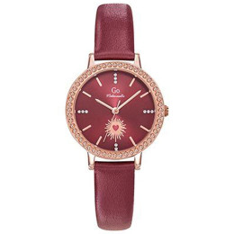 Montre Femme GO Analogique Aiguilles, cuir bordeaux et cadran doré rose 699654
