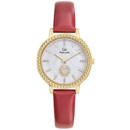 Montre Femme GO Analogique Aiguilles, cuir rouge et cadran blanc nacré 699655