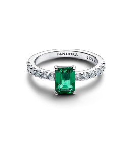 Bague Pandora Halo Rectangulaire Verte - Argent 925/1000 - 194506C01