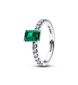 Bague Pandora Halo rectangulaire verte en argent 925/1000, 194506C01