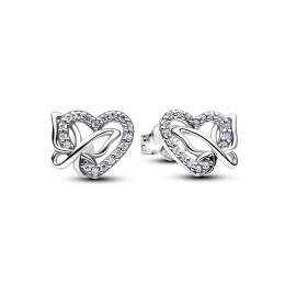 Boucles d'oreilles Pandora coeur et papillon entrelacés en argent 925/1000 294476C01