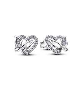 Boucles d'oreilles Pandora coeur et papillon entrelacés en argent 925/1000 294476C01
