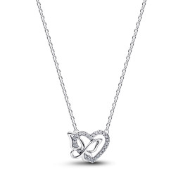 Collier Pandora Moments coeur et papillon entrelacés en argent 925/1000 394477C01-45