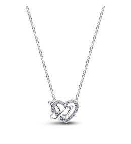 Collier Pandora Moments coeur et papillon entrelacés en argent 925/1000 394477C01-45