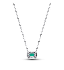 Collier Pandora Moments Halo Rectangulaire Vert - Argent 925/1000