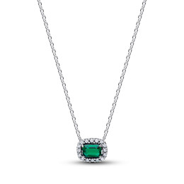 Collier Pandora Moments halo rectangle vert en argent 925/1000 394503C01-45