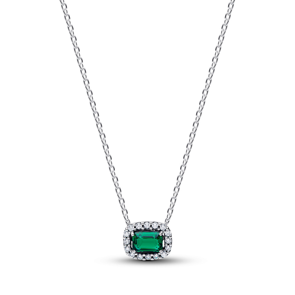 Collier Pandora Moments halo rectangle vert en argent 925/1000 394503C01-45