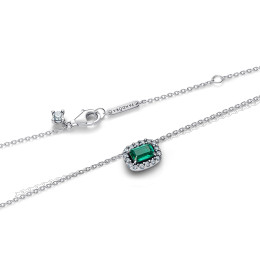 Collier Pandora Moments Halo Rectangulaire Vert - Argent 925/1000