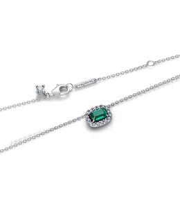 Collier Pandora Moments Halo Rectangulaire Vert - Argent 925/1000