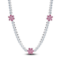 Collier Pandora Moments Tennis à fleur rose en argent 925/1000 394561C01-40