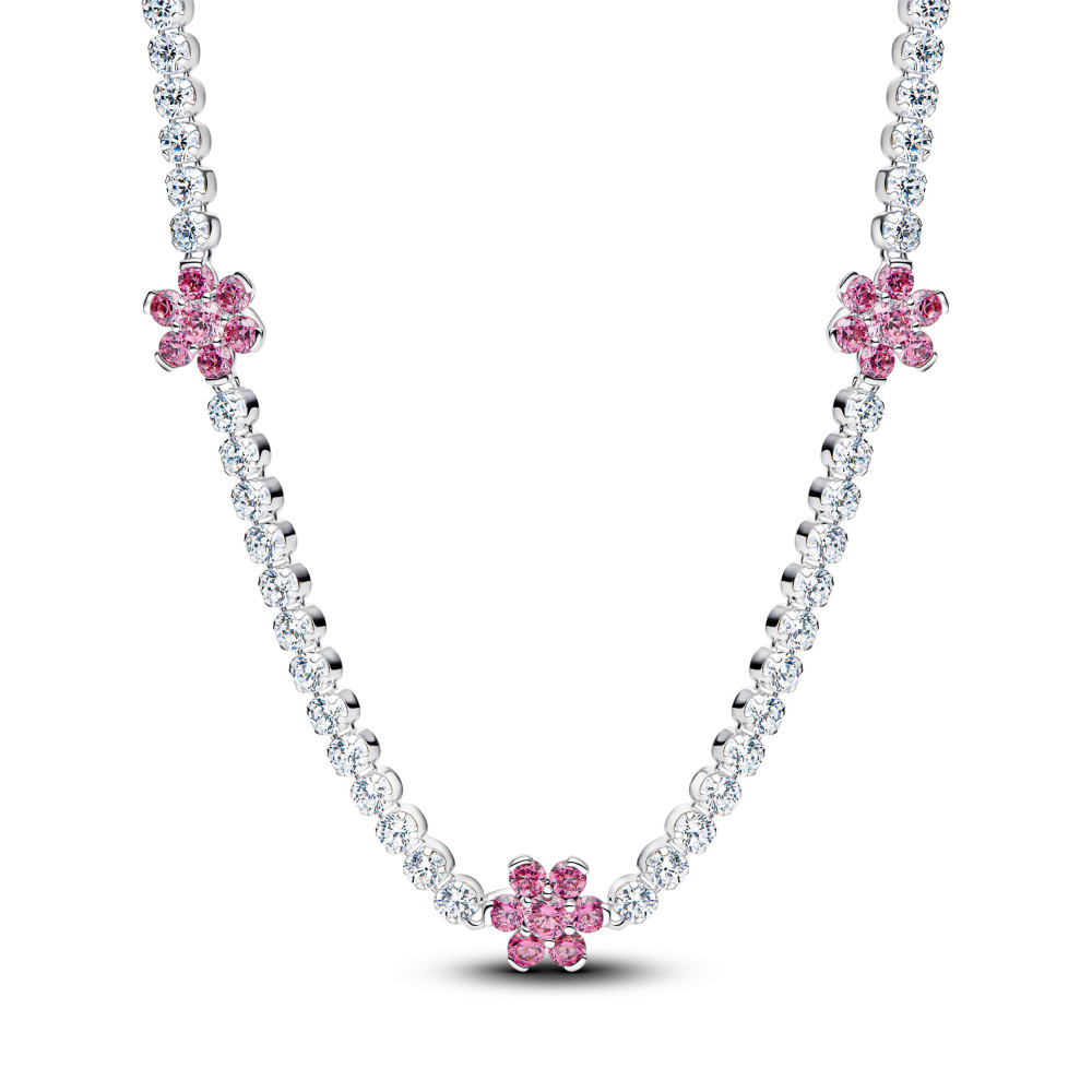 Collier Pandora Moments Tennis à fleur rose en argent 925/1000 394561C01-40