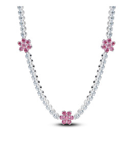 Collier Pandora Moments Tennis à fleur rose en argent 925/1000 394561C01-40