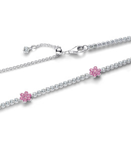 Collier Tennis Pandora Fleur Rose - Argent 925/1000 - 394561C01