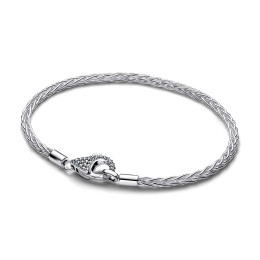 Bracelet Pandora mailles queue de renard, fermoir pavéen argent 925/1000, 594462C01